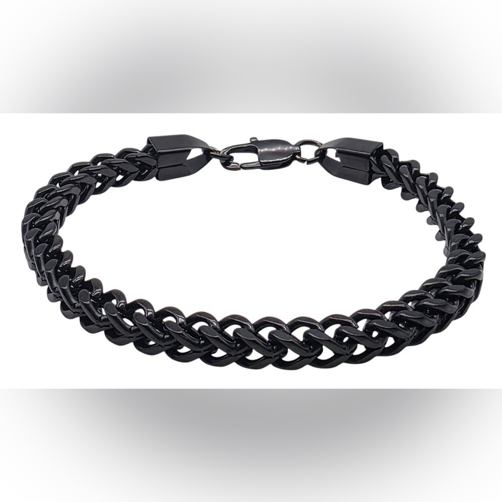 Wide Curb Chain Bracelet For Women Men Black Stainless Steel High Polished 8.5 - Picture 2 of 5